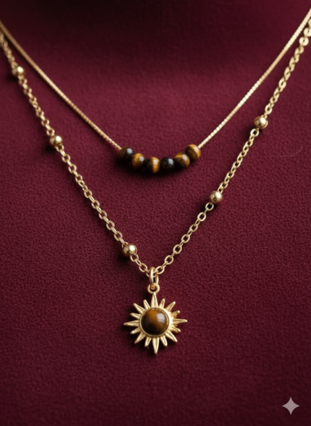The Solaris Tiger’s Eye Layered Necklace Set