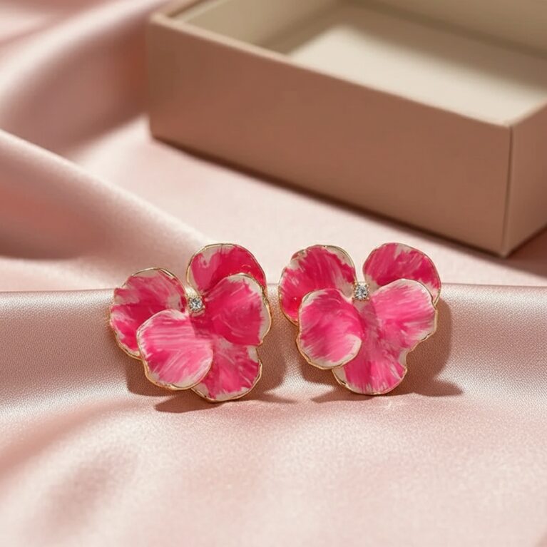 Enamel Watercolor Flower Studs