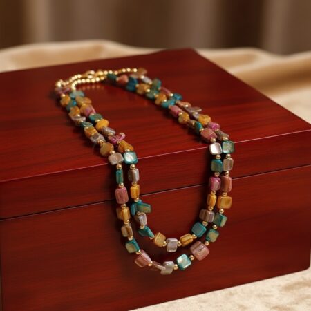 Iridescent Quad-Bead Layered Necklace