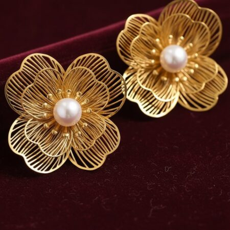 Filigree Bloom Pearl Earrings