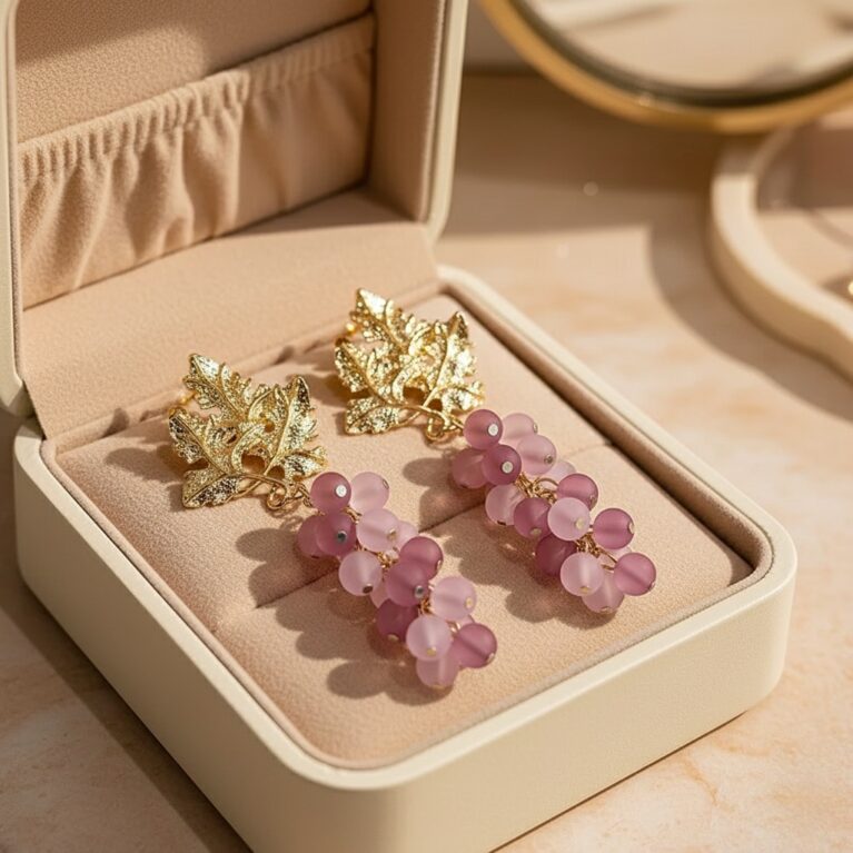 Frosted Grape Cluster Drop Earrings