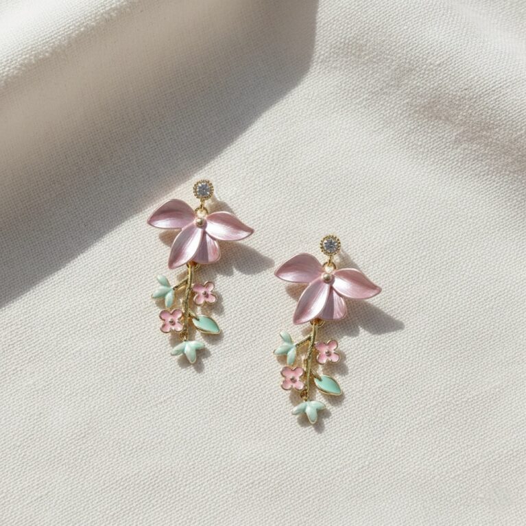 Golden Lily Drop Earrings