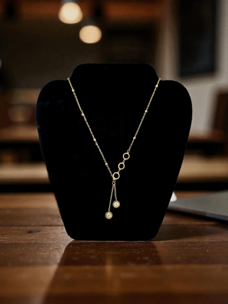 Modern Interlocking Circle Lariat Necklace