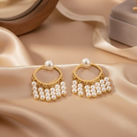 Pearl Cascade Hoop Earrings