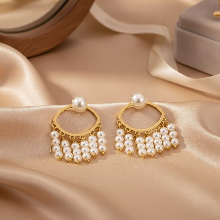 Pearl Cascade Hoop Earrings