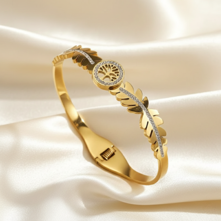Aurelia Leaf Halo Bangle