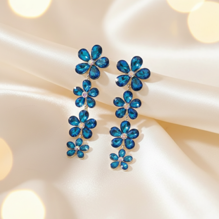 Azure Bloom Cascade Earrings