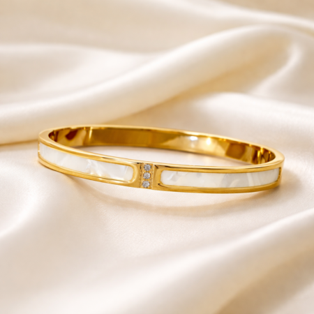 Ivory Frame Gold Bangle